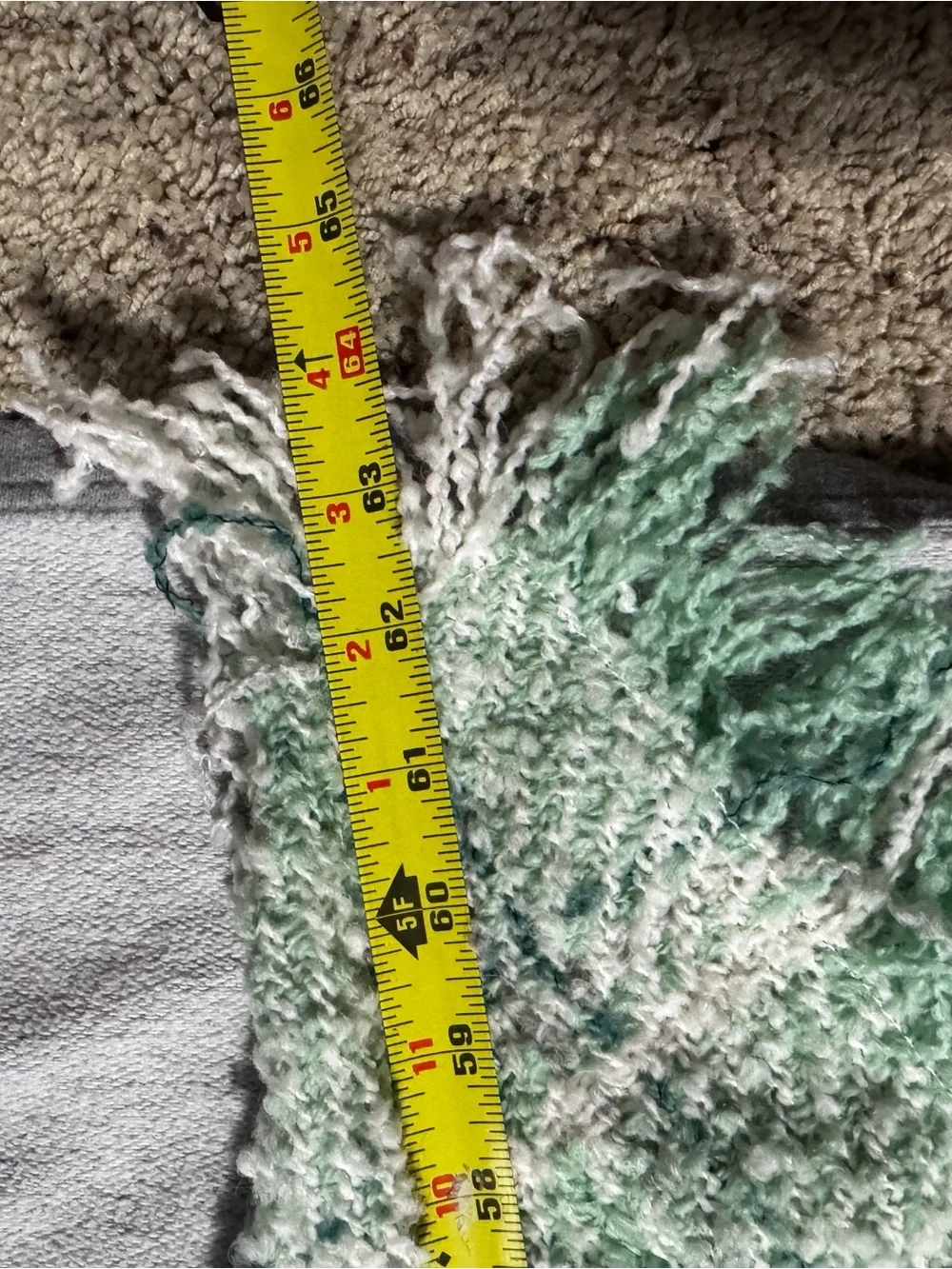 Soft Plaid Fringe Wrap Scarf - Mint Green
